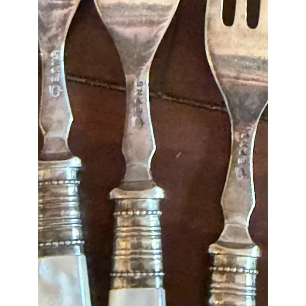 Antique Mother of Pearl Silverware Victorian Period Set of 12 Pieces